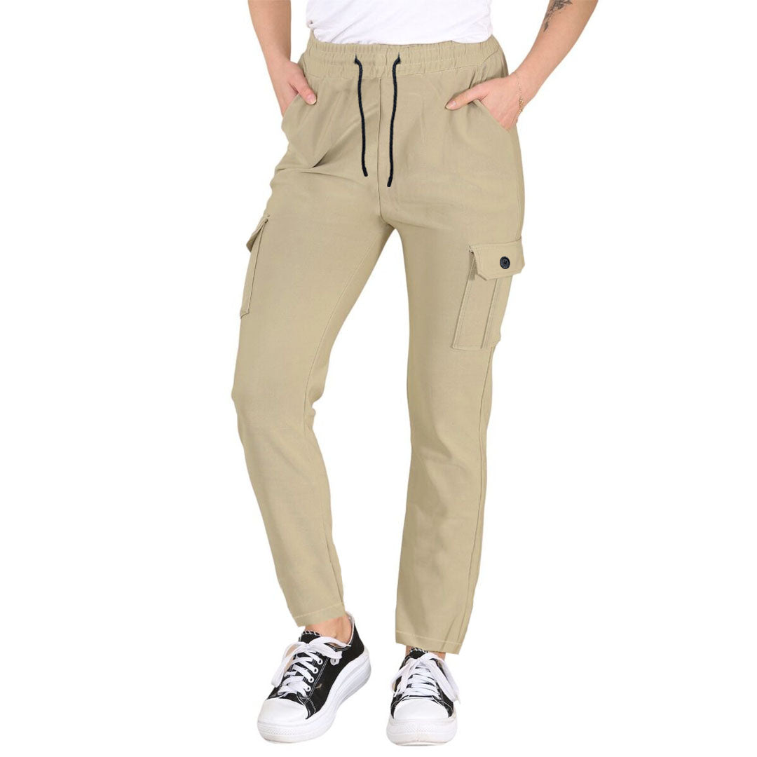 zr slim fit 6 pocket skin cotton cargo trouser for women