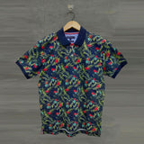tmy navy blue floral printed imported polo shirt for men