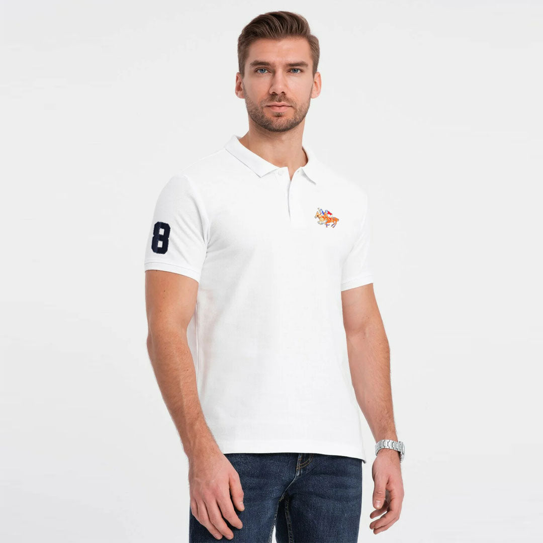 polo regular fit embroidered white premium polo for men
