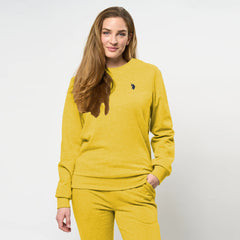 polo asn women crew neck yellow sweat shirt for winter