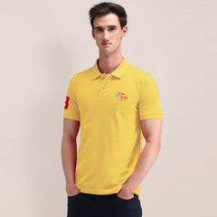polo regular fit embroidered yellow premium polo for men