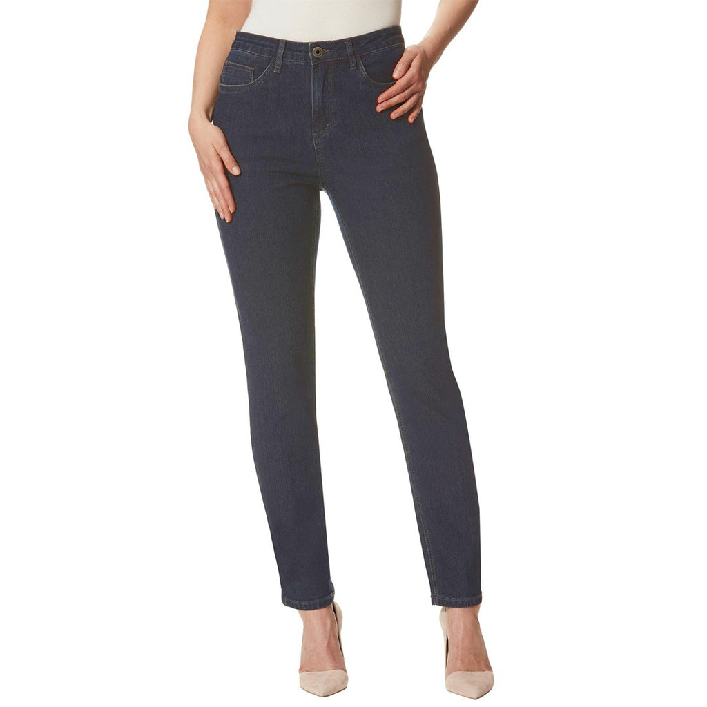 stokar high rise stretchable dark blue tapered fit jeans