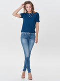 brand only slim fit stretchable medium blue ladies jeans (3679147884592)