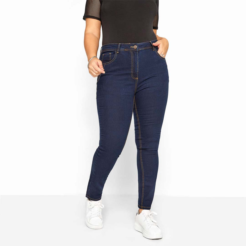 isl-a ruby women dark blue slim straight high rise stretchable jeans