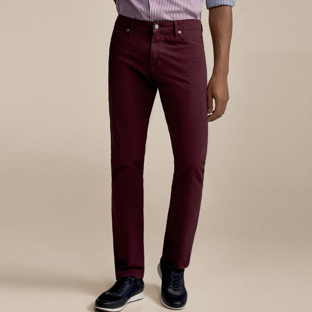 Brand pedro slim fit stretchable maroon mens cotton jeans