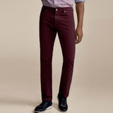 Brand pedro slim fit stretchable maroon mens cotton jeans
