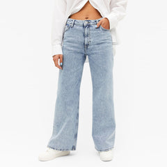 monki wide leg high rise stone wash blue jeans for women