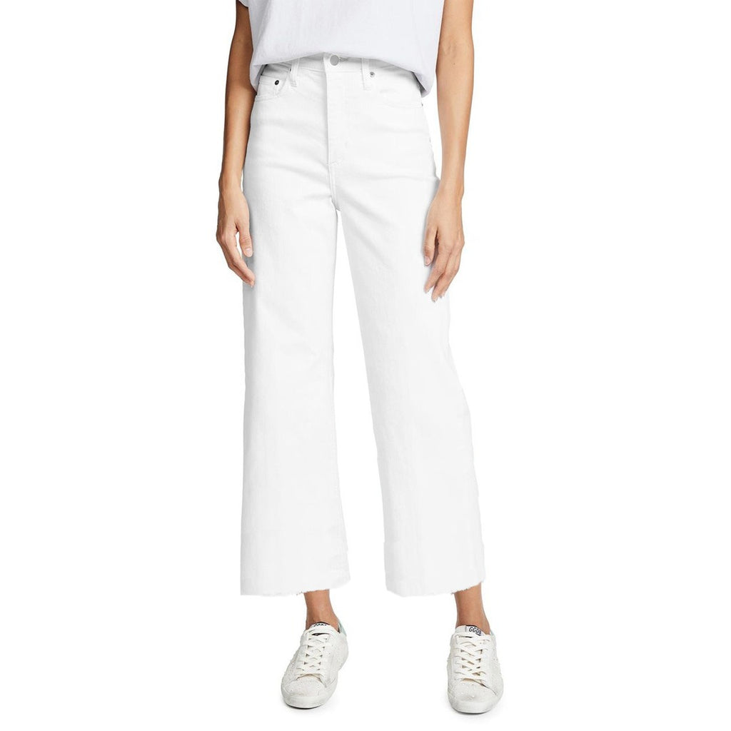 Pmark wide leg crop bottom non stretchable white jeans