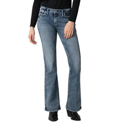 slver bootcut dark blue stone wash indigo jeans for women