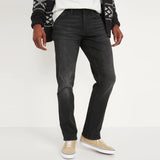 men's slim straight faded textured black jeans