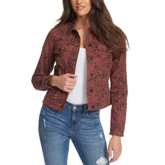 ela mos leoaprds print stretchable denim jacket