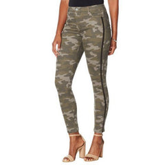 skiny girl high rise stretchable camouflage side stripe jeans