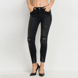 Pmark mid rise stretchable faded black ripped jeans