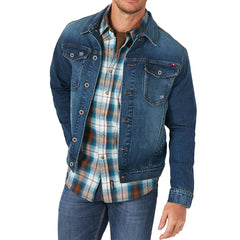 mstng stretchable medium blue denim jacket for men