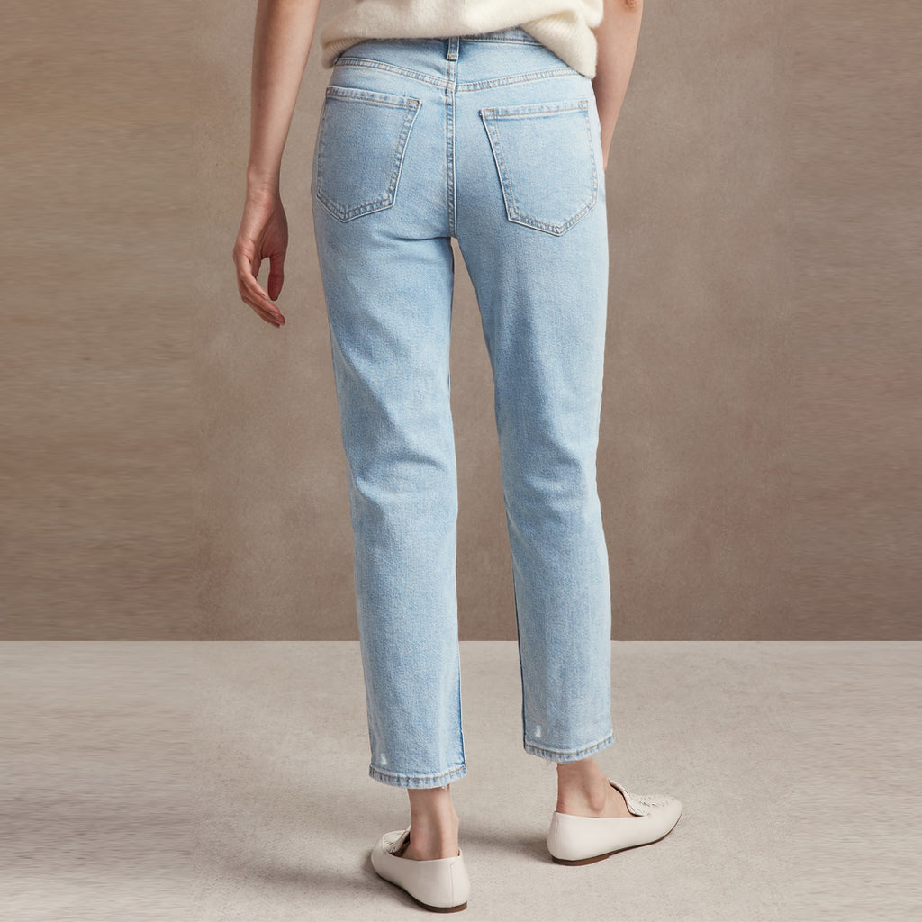 FF slim fit stretchable sky blue bottom ripped ankle length jeans
