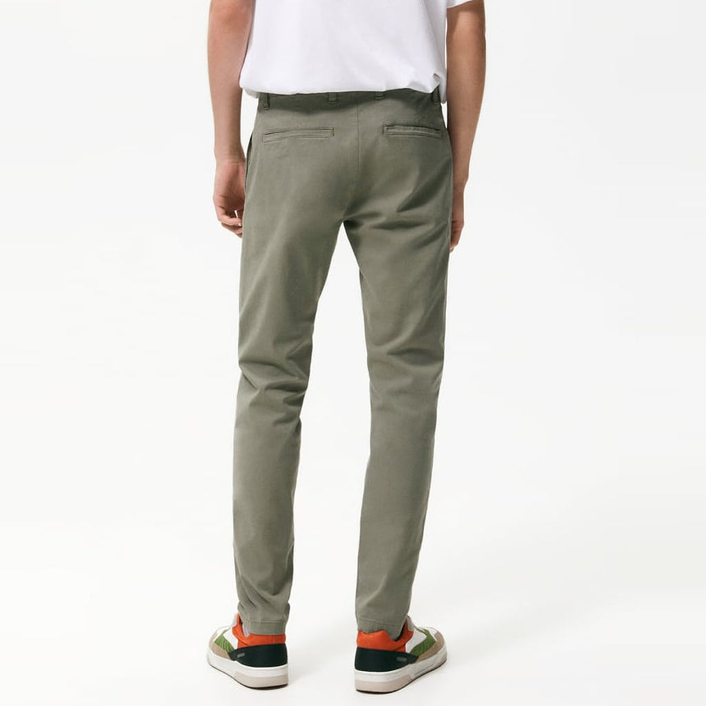 zr slim fit stretchable green cotton chino pant for men