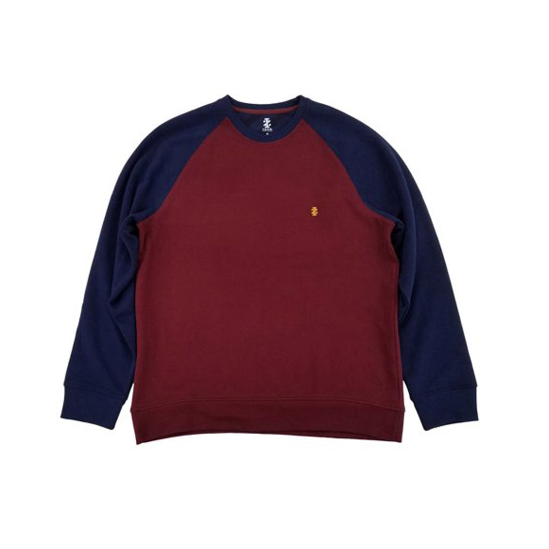 izd Burgundy & Navy Blue long sleeve fleece crewneck men's sweatshirt