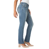 lvs women  straight leg stretchable mid blue jeans