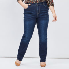 LH straight leg stretchable dark blue women jeans