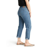 lvs women  modern slim straight cuffed light blue stretchable jeans