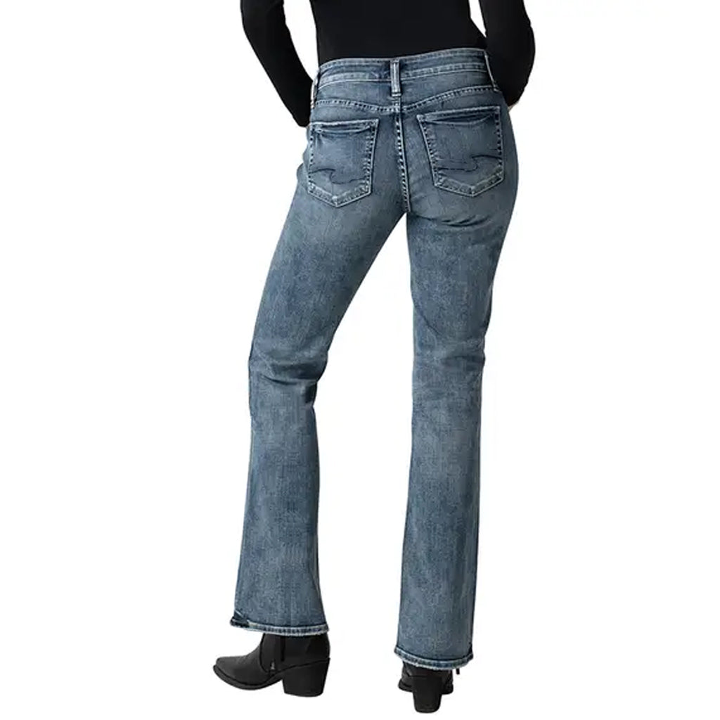 slver bootcut dark blue stone wash indigo jeans for women