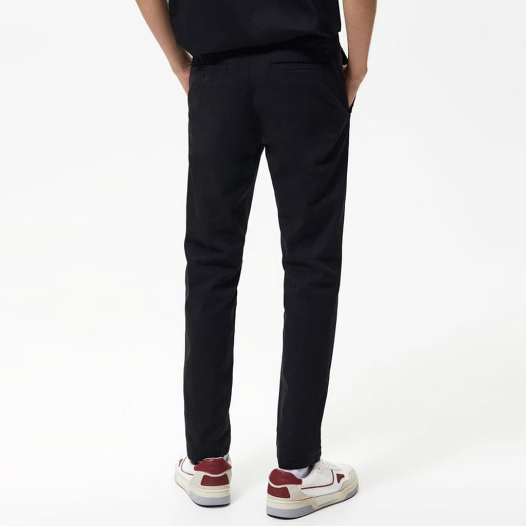 zr slim fit stretchable black cotton chino pant for men