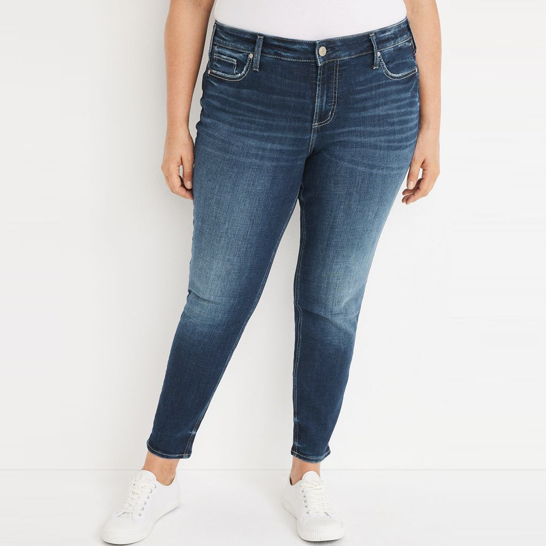 slver skinny fit stretchable mid blue women jeans