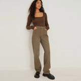 lvs baggy/loose fit high rise faded brown women jeans