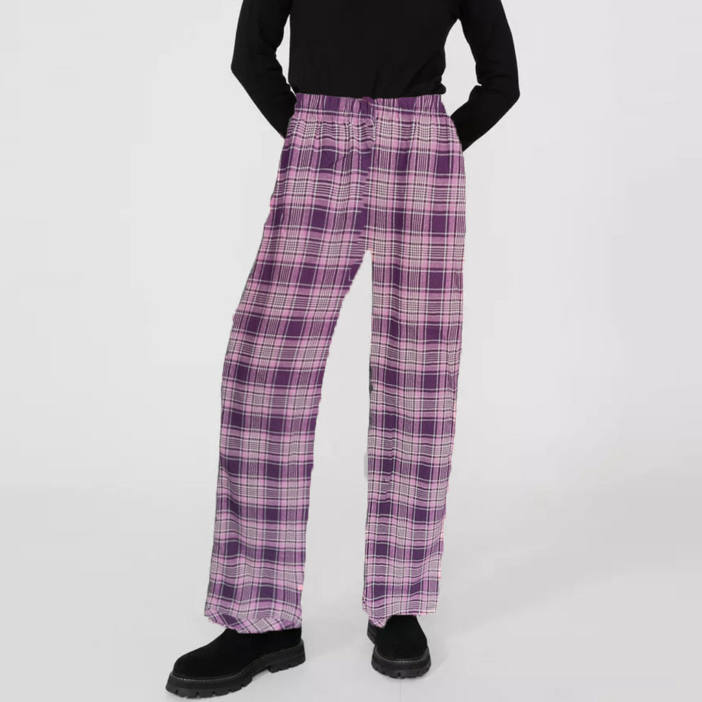 creatve classic purple/pink loung wear/night wear check pajama for women