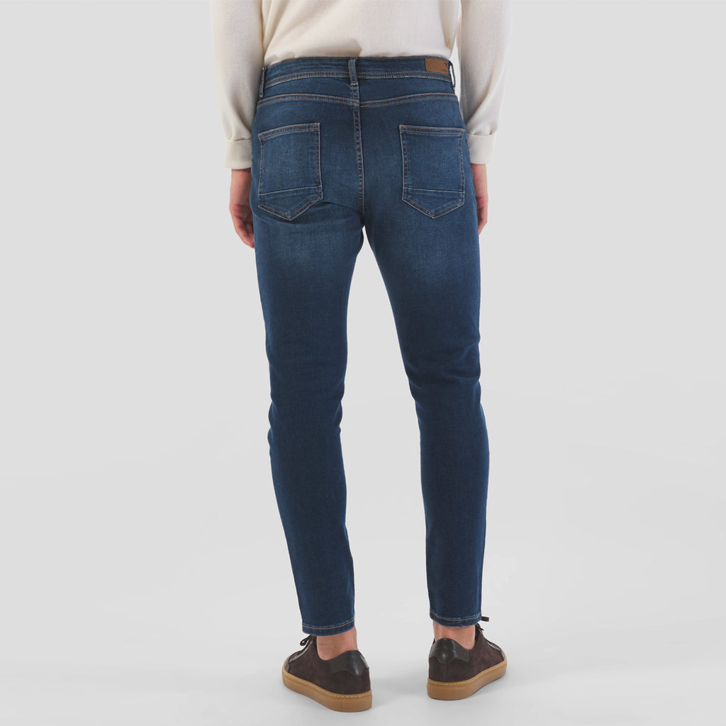 conbpl carrot fit stretchable dark blue mens jeans