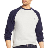 izd grey & Navy Blue long sleeve fleece crewneck men's sweatshirt