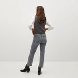 MGO Straight fit ankle length stretchable grey ladies jeans
