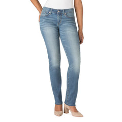 lvs women  straight leg stretchable mid blue jeans