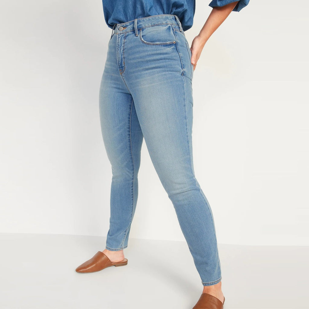 old nvy high rise light blue stretchable plus size jeans