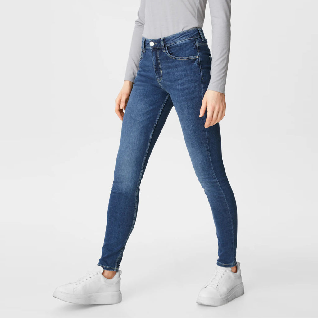 CA skinny fit stretchable mid blue ankle length ladies jeans