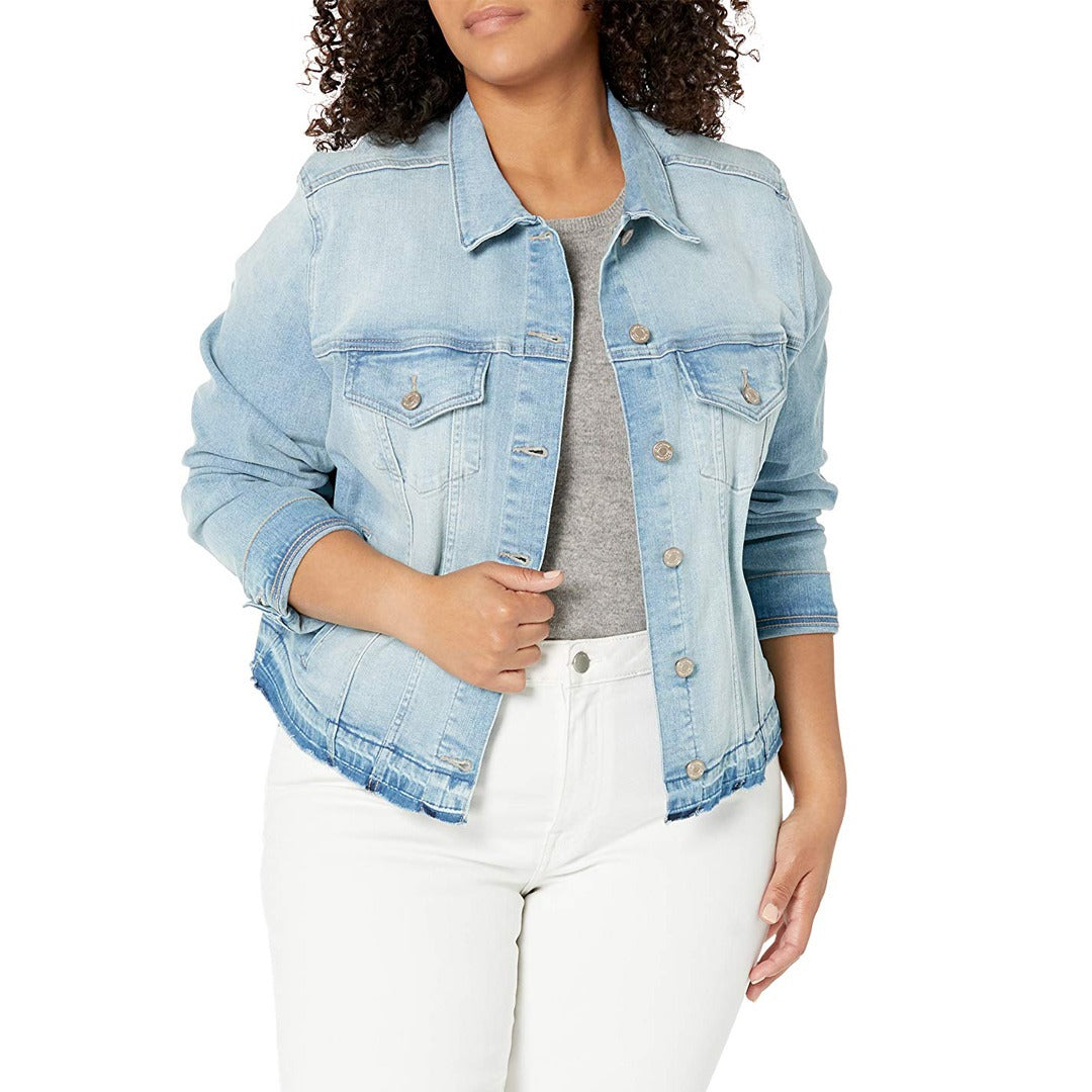 D.drop slim fit stretchable sky blue denim jacket for women