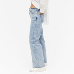 monki wide leg high rise stone wash blue jeans for women