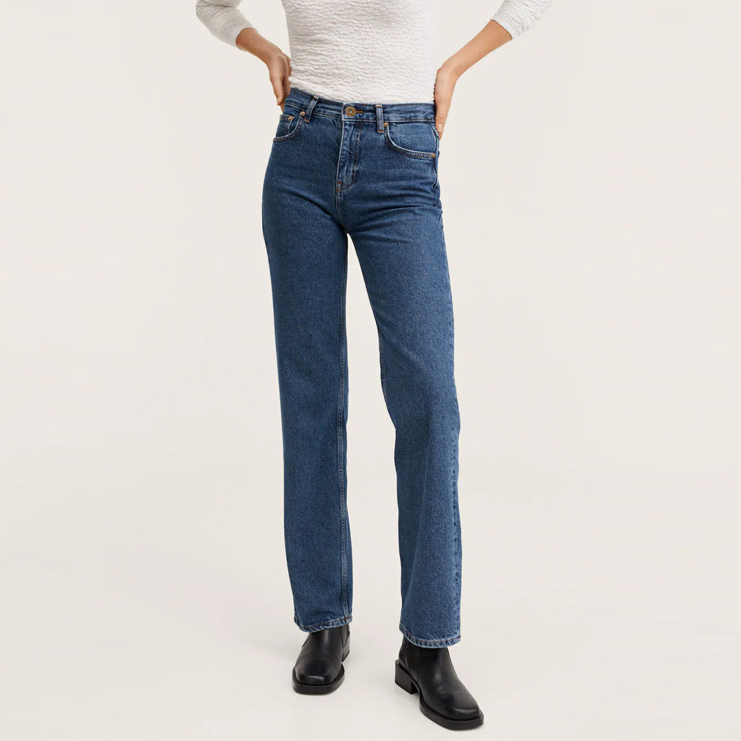 hro regular straight stretchable stone blue women jeans