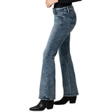 slver bootcut dark blue stone wash indigo jeans for women