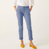 top secrt slim fit stretchable sky blue cotton chino pant for women