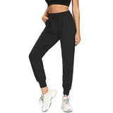P&B slim fit high rise jet black summer wear jogger pant for women
