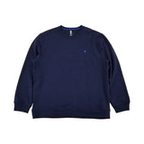 izd Solid Navy Blue long sleeve fleece crewneck men's sweatshirt