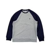 izd grey & Navy Blue long sleeve fleece crewneck men's sweatshirt