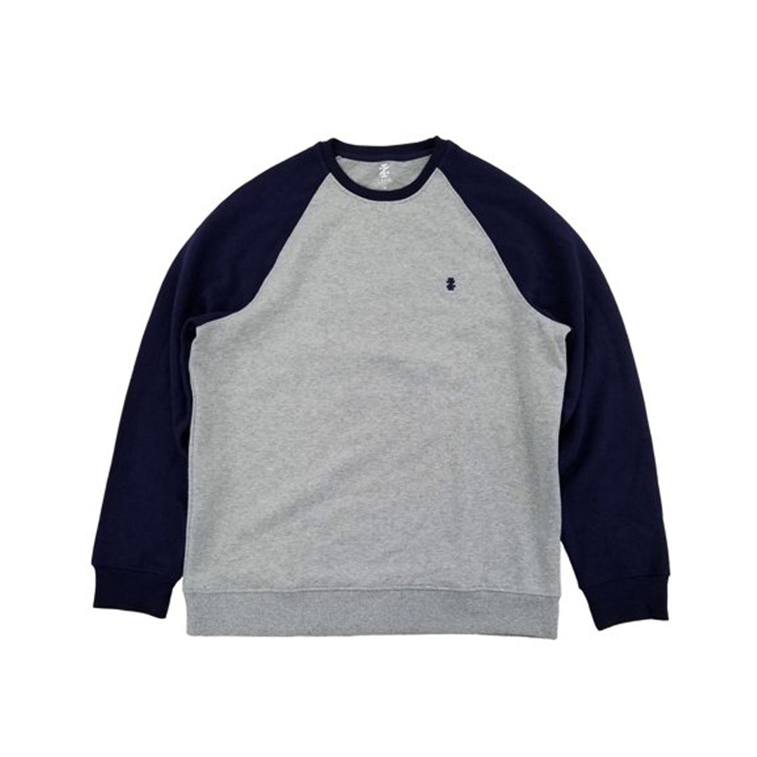 izd grey & Navy Blue long sleeve fleece crewneck sweatshirt for women