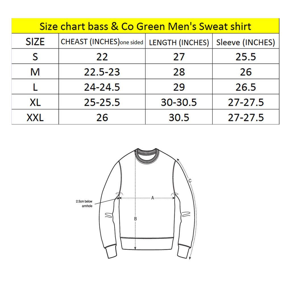 Bas&c Green long sleeve fleece crew neck men's sweatshirt