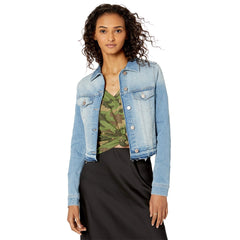 D.drop slim fit stretchable sky blue denim jacket for women