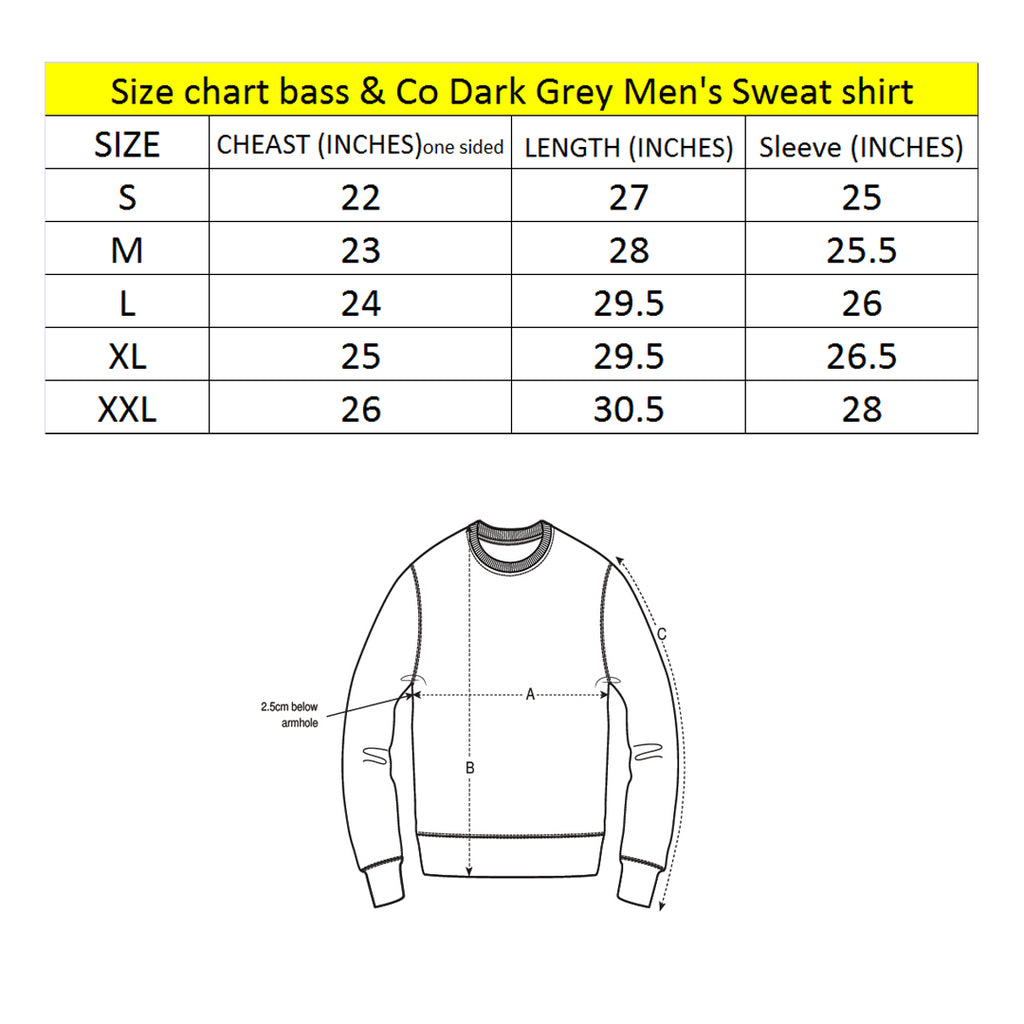 Bas&c Dark Grey long sleeve fleece crew neck men's sweatshirt