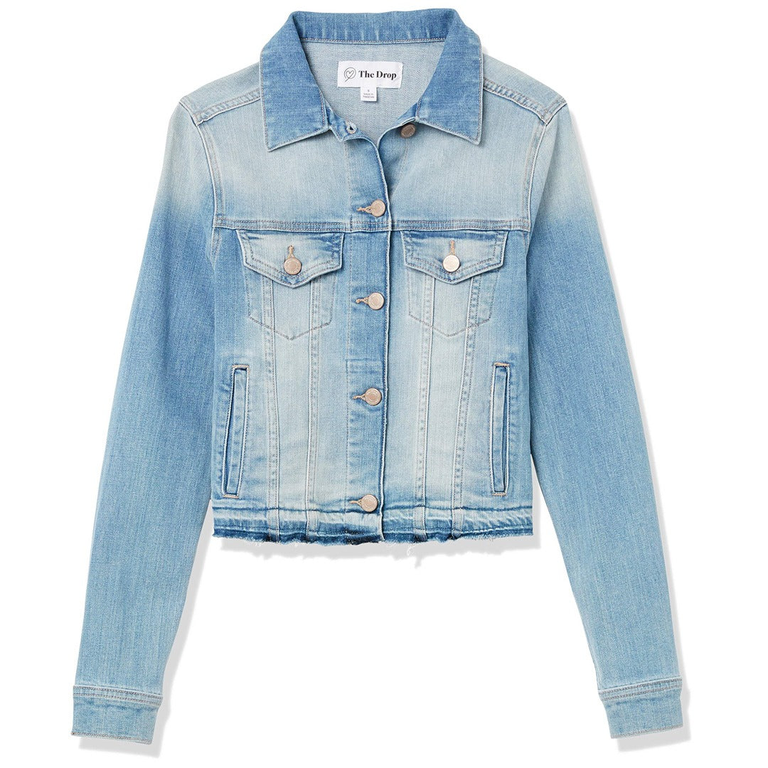 D.drop slim fit stretchable sky blue denim jacket for women