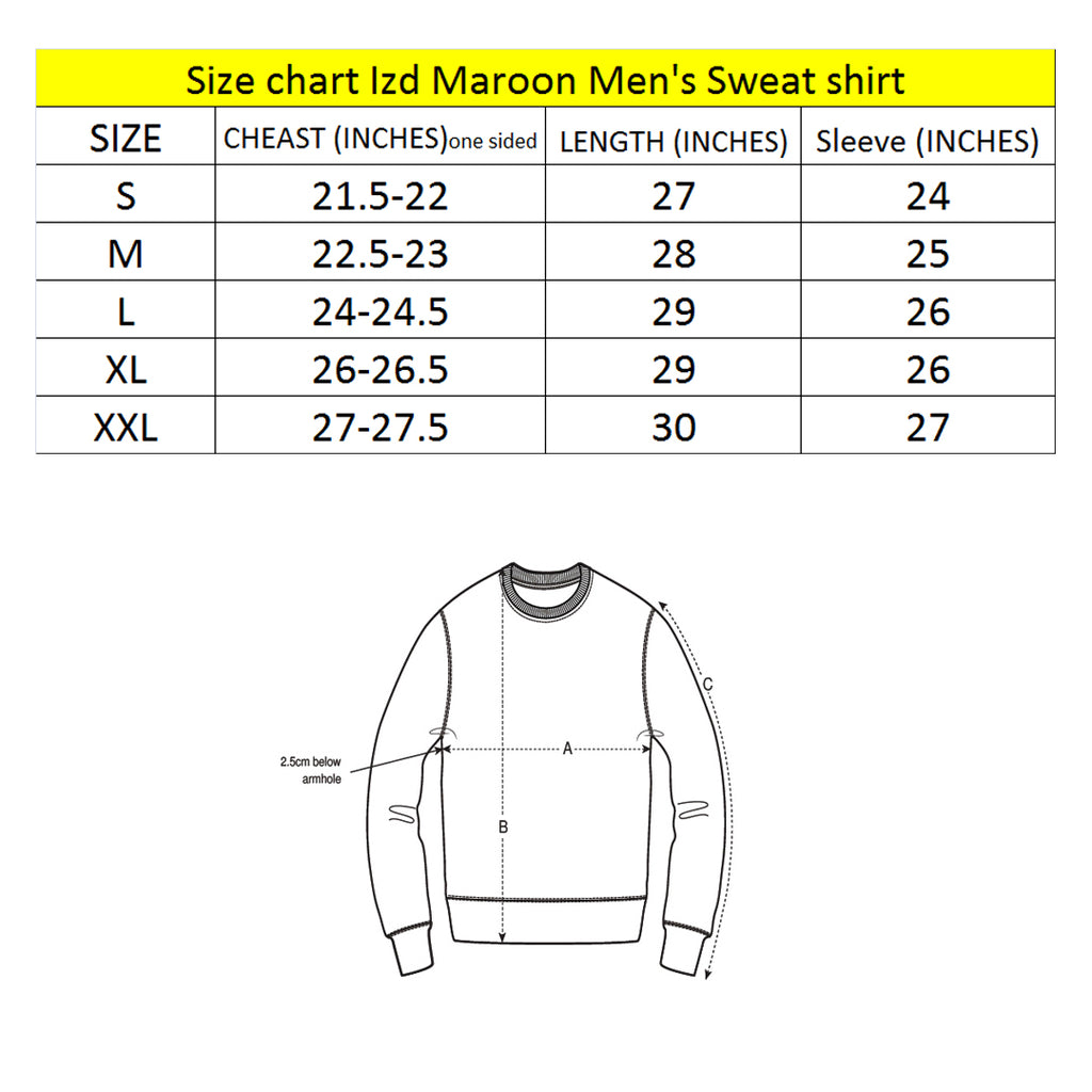 izd Maroon long sleeve fleece crew neck men's sweatshirt