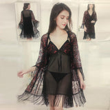 wozuly baby doll red and black 3 pcs set lace Lingerie (4455001456688)